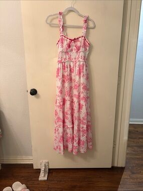 Inspired Hearts Pink Floral Print maxi dress